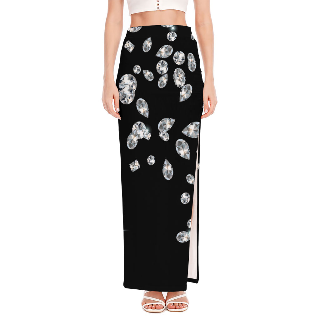 Diamond Gems Print High Slit Maxi Skirt