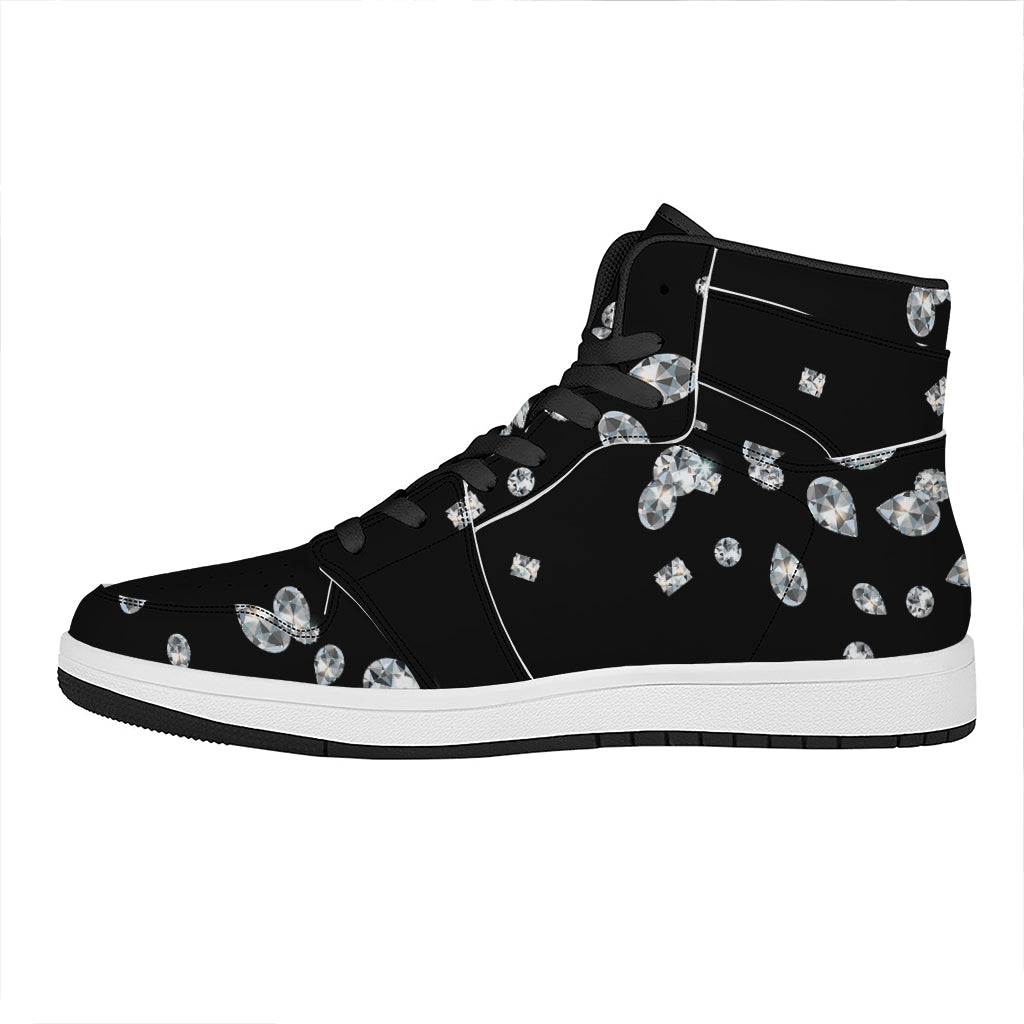 Diamond Gems Print High Top Leather Sneakers