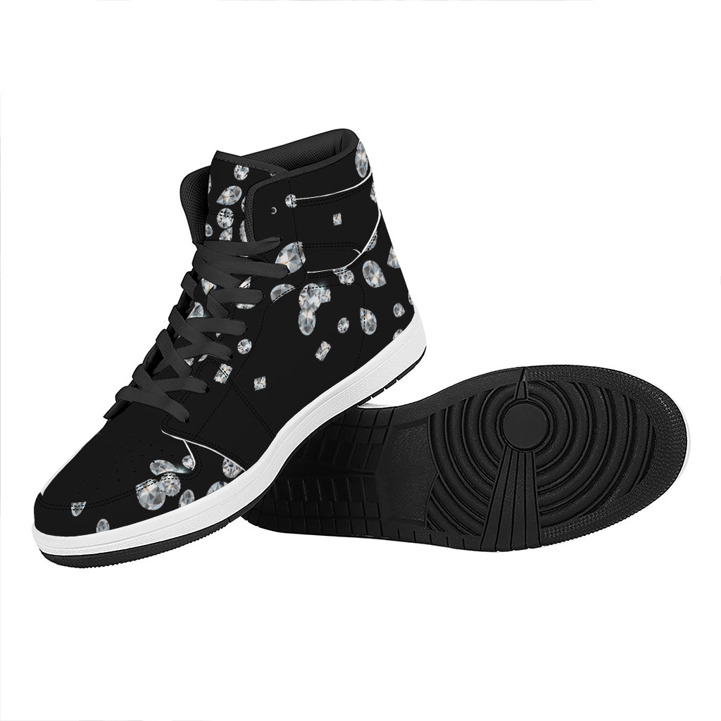 Diamond Gems Print High Top Leather Sneakers