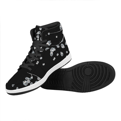 Diamond Gems Print High Top Leather Sneakers