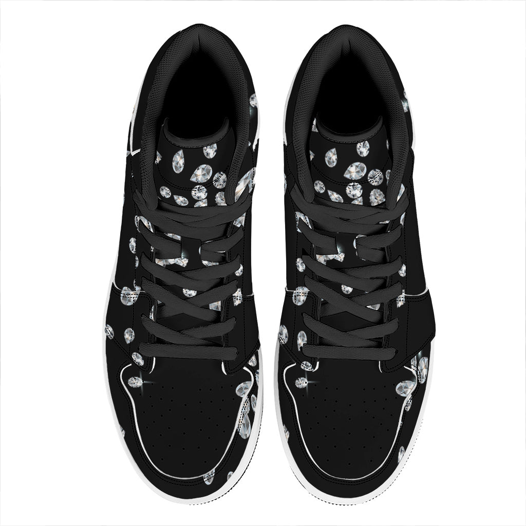 Diamond Gems Print High Top Leather Sneakers