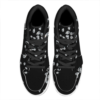 Diamond Gems Print High Top Leather Sneakers