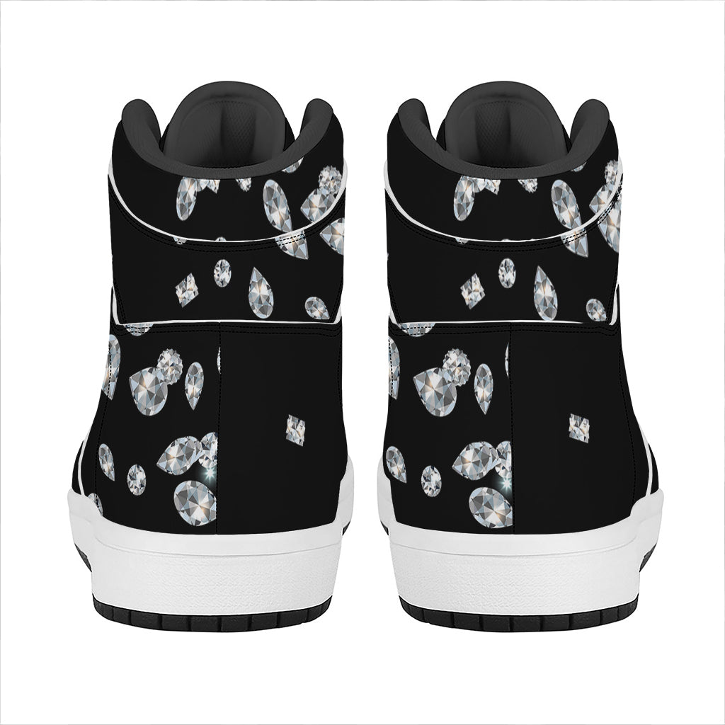 Diamond Gems Print High Top Leather Sneakers