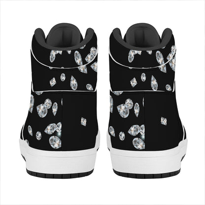 Diamond Gems Print High Top Leather Sneakers