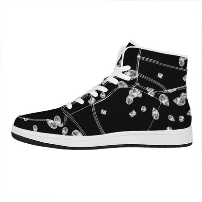 Diamond Gems Print High Top Leather Sneakers