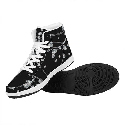 Diamond Gems Print High Top Leather Sneakers