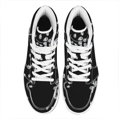 Diamond Gems Print High Top Leather Sneakers