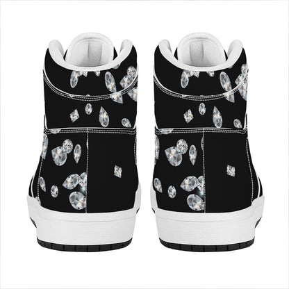 Diamond Gems Print High Top Leather Sneakers