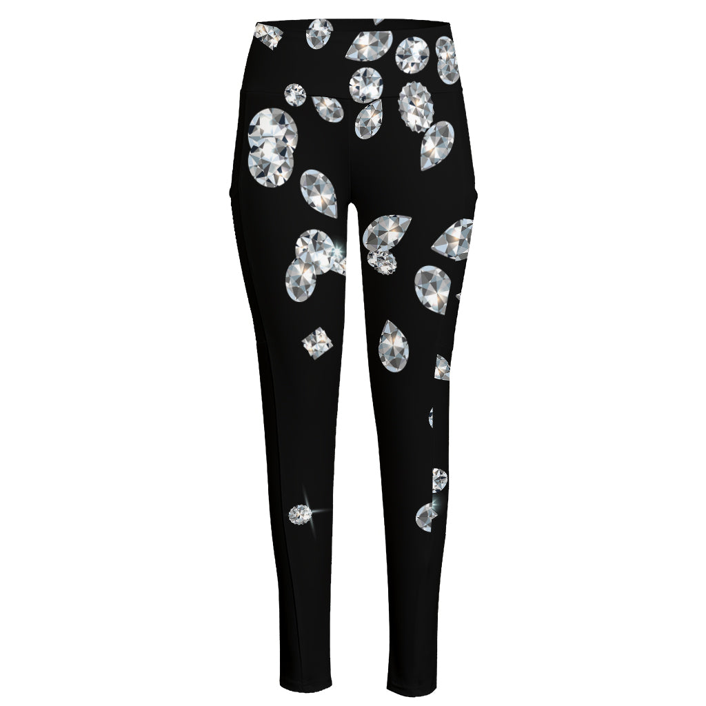 Diamond Gems Print High-Waisted Pocket Leggings