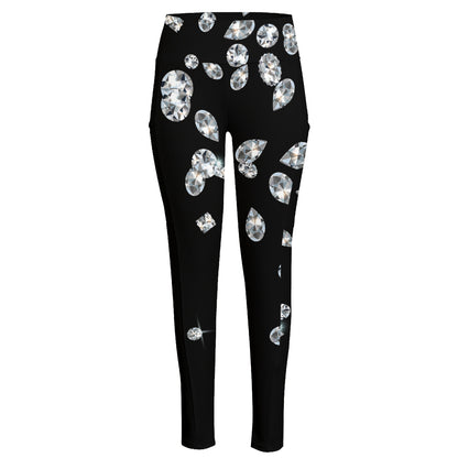 Diamond Gems Print High-Waisted Pocket Leggings
