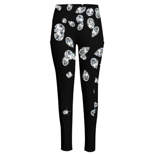 Diamond Gems Print High-Waisted Pocket Leggings