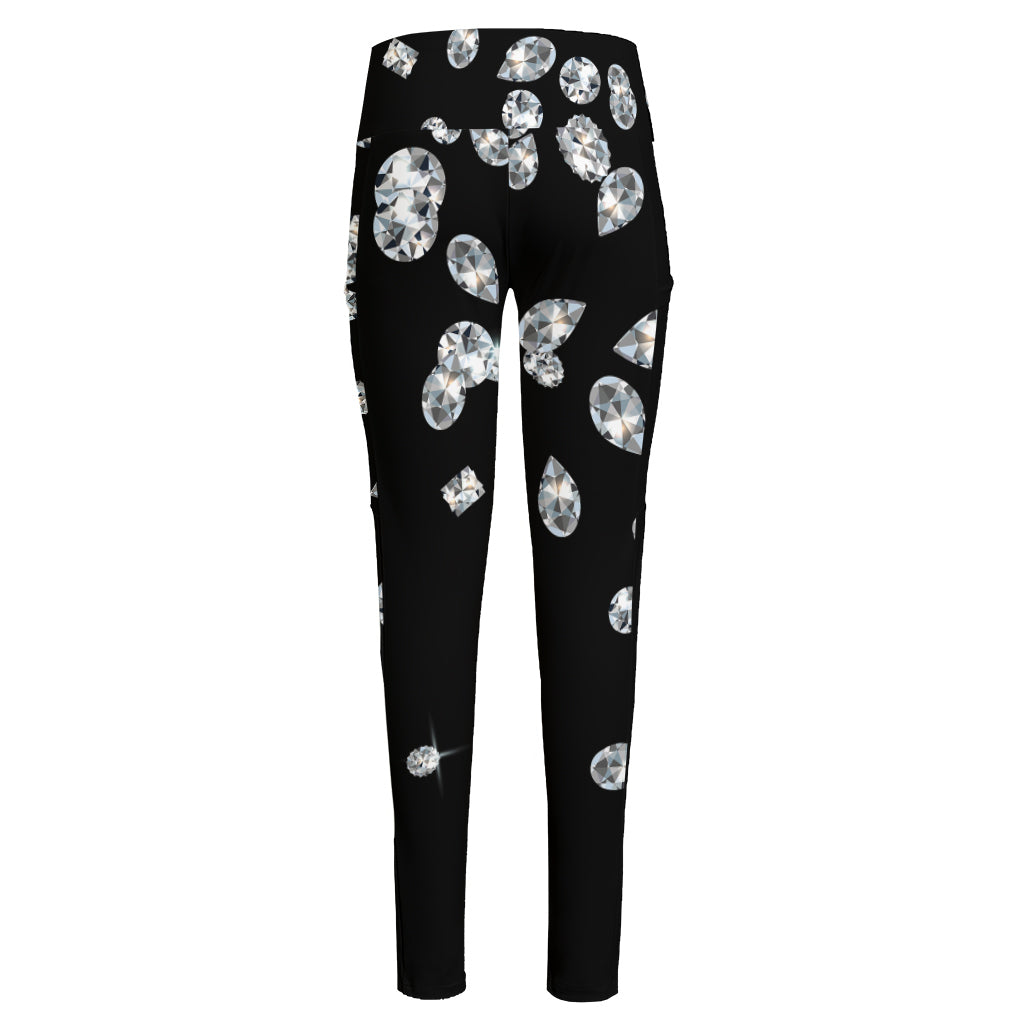 Diamond Gems Print High-Waisted Pocket Leggings