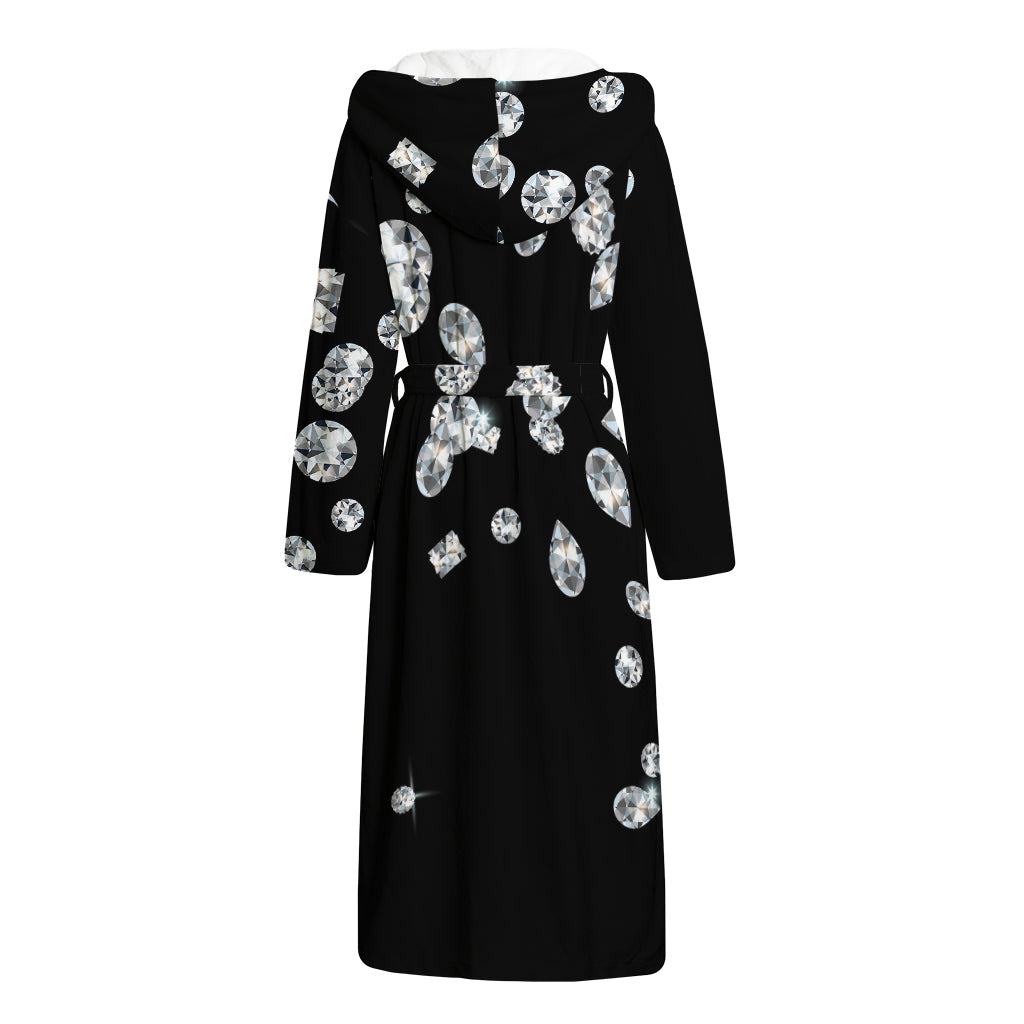 Diamond Gems Print Hooded Bathrobe