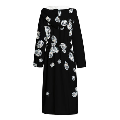 Diamond Gems Print Hooded Bathrobe