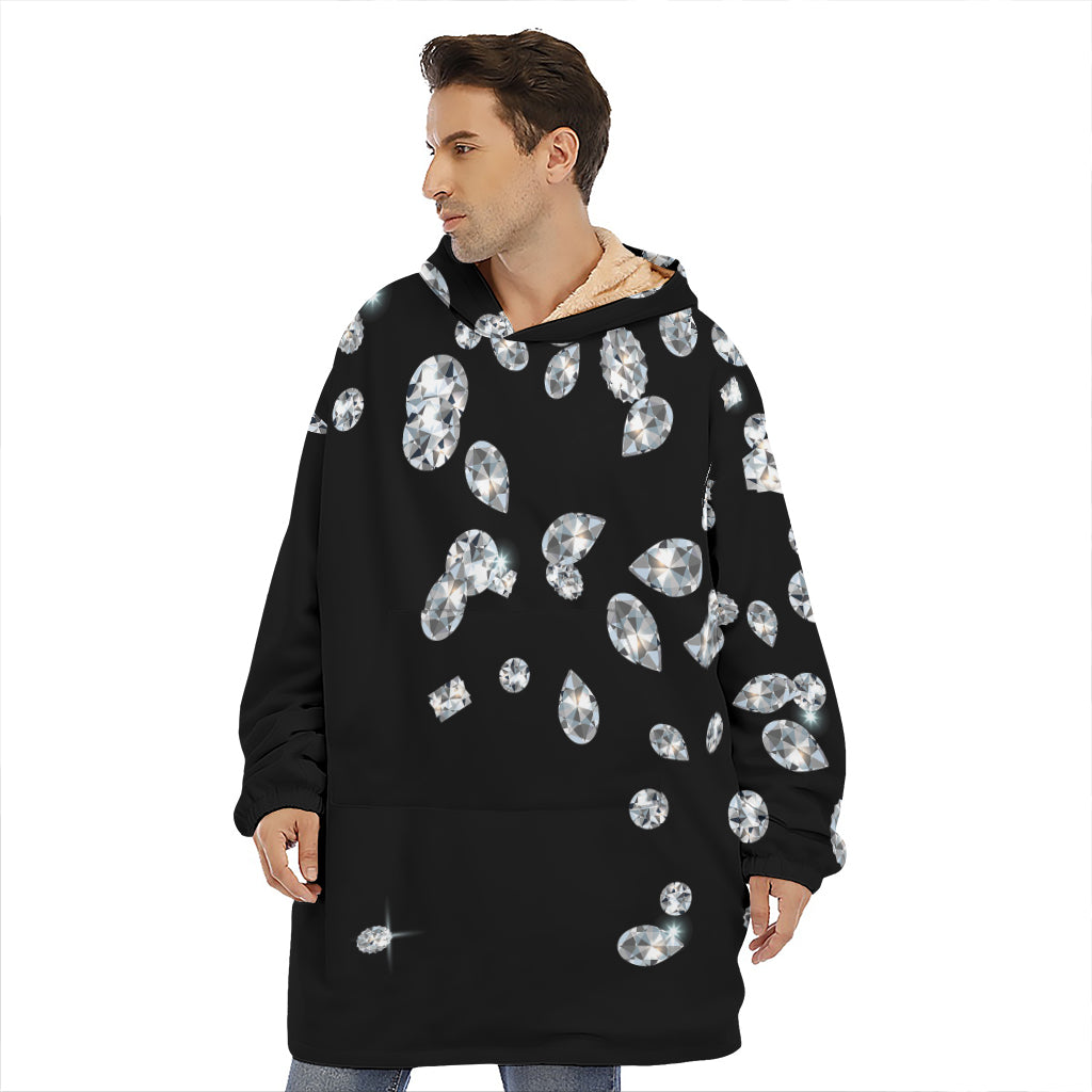 Diamond Gems Print Hoodie Blanket