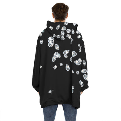 Diamond Gems Print Hoodie Blanket