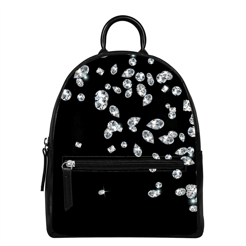 Diamond Gems Print Leather Backpack