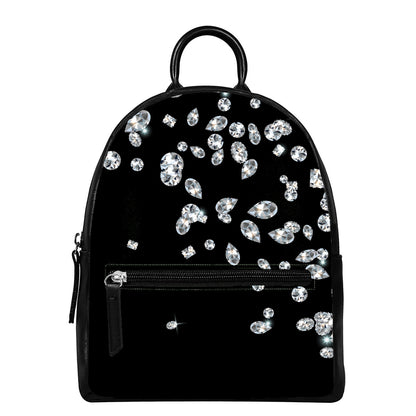 Diamond Gems Print Leather Backpack