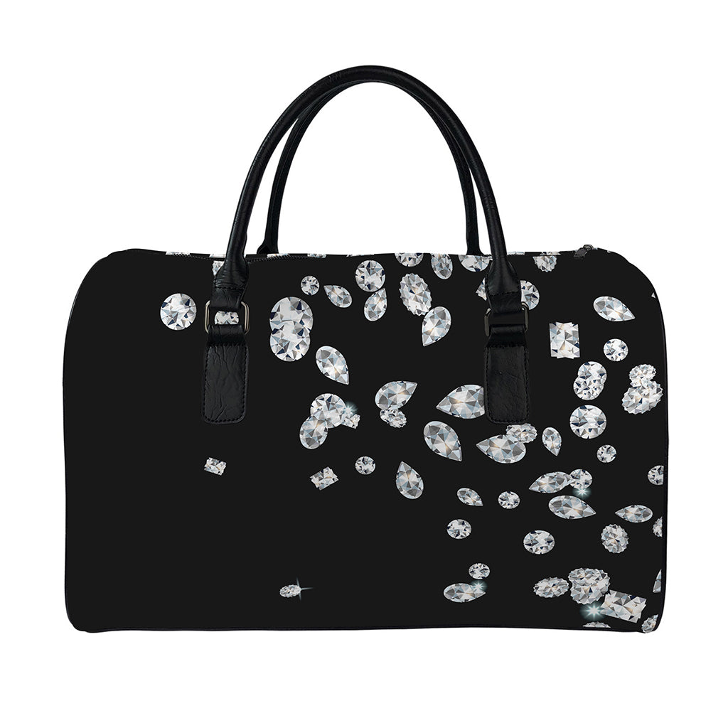 Diamond Gems Print Leather Duffle Bag
