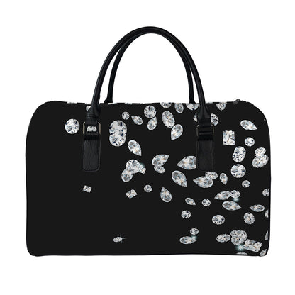Diamond Gems Print Leather Duffle Bag