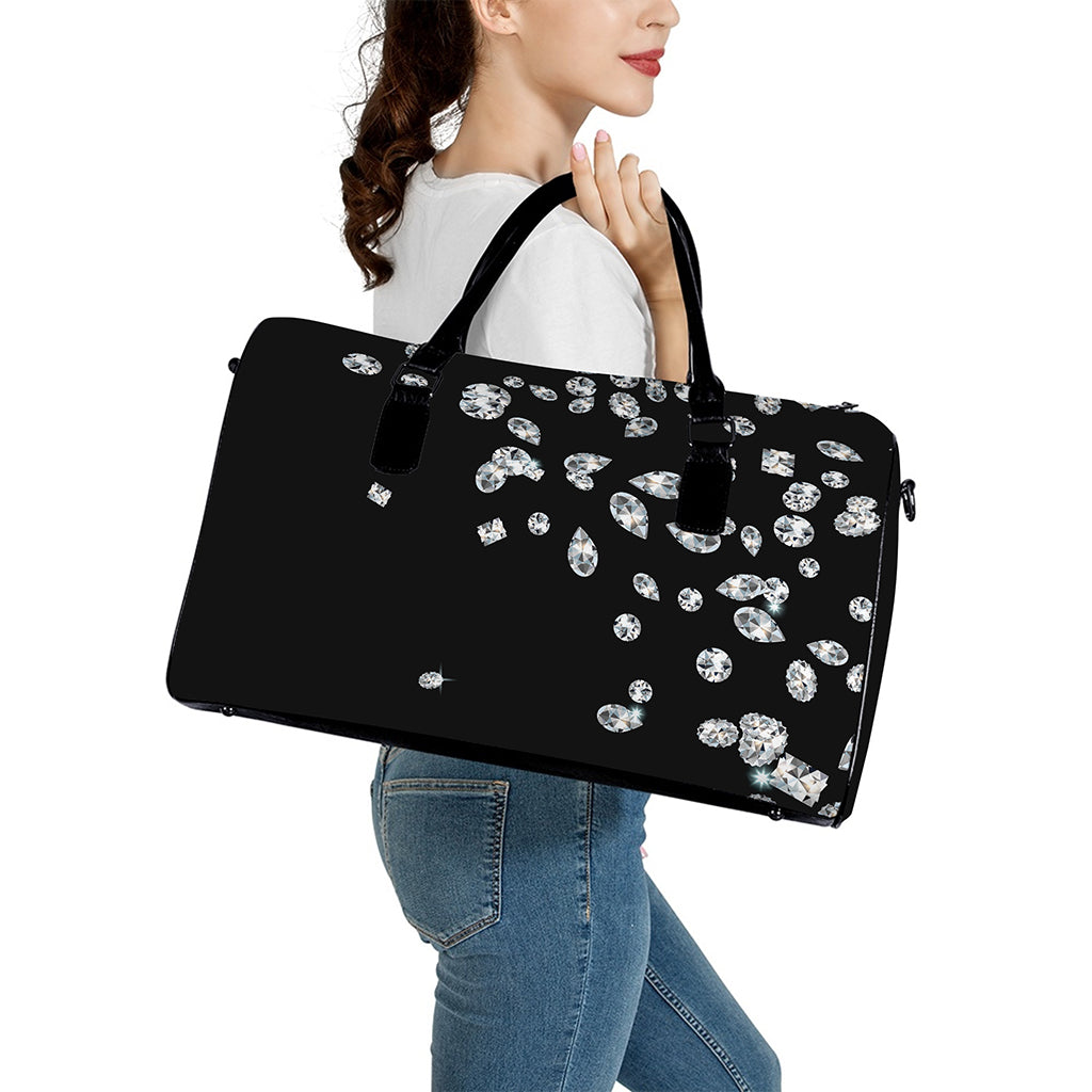 Diamond Gems Print Leather Duffle Bag