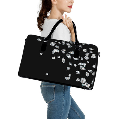 Diamond Gems Print Leather Duffle Bag