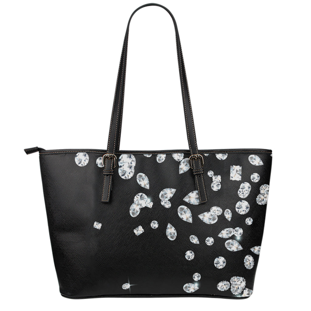 Diamond Gems Print Leather Tote Bag
