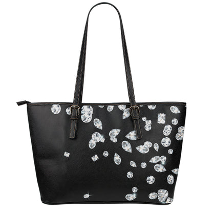 Diamond Gems Print Leather Tote Bag
