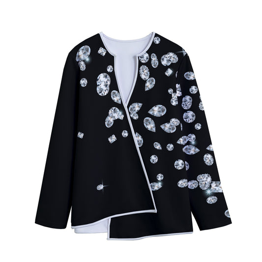Diamond Gems Print Long Sleeve Short Coat