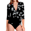 Diamond Gems Print Long Sleeve Swimsuit