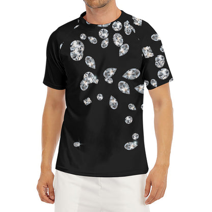 Diamond Gems Print Men's Short Sleeve Rash Guard