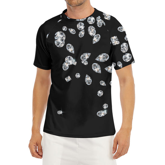 Diamond Gems Print Men's Short Sleeve Rash Guard