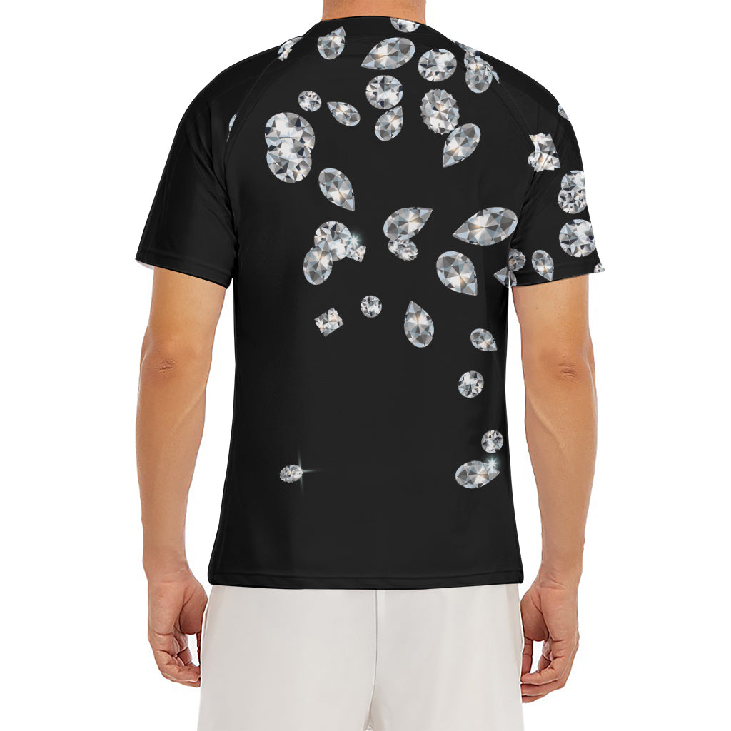 Diamond Gems Print Men's Short Sleeve Rash Guard