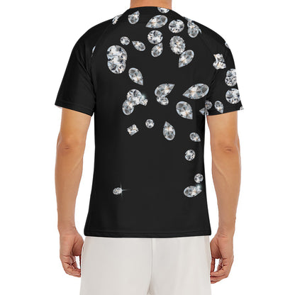 Diamond Gems Print Men's Short Sleeve Rash Guard
