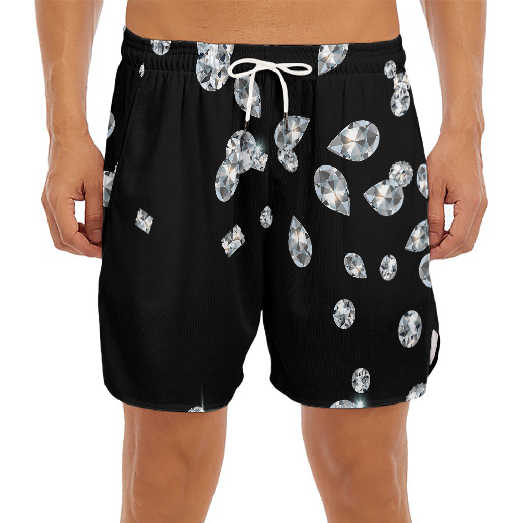 Diamond Gems Print Men's Split Running Shorts