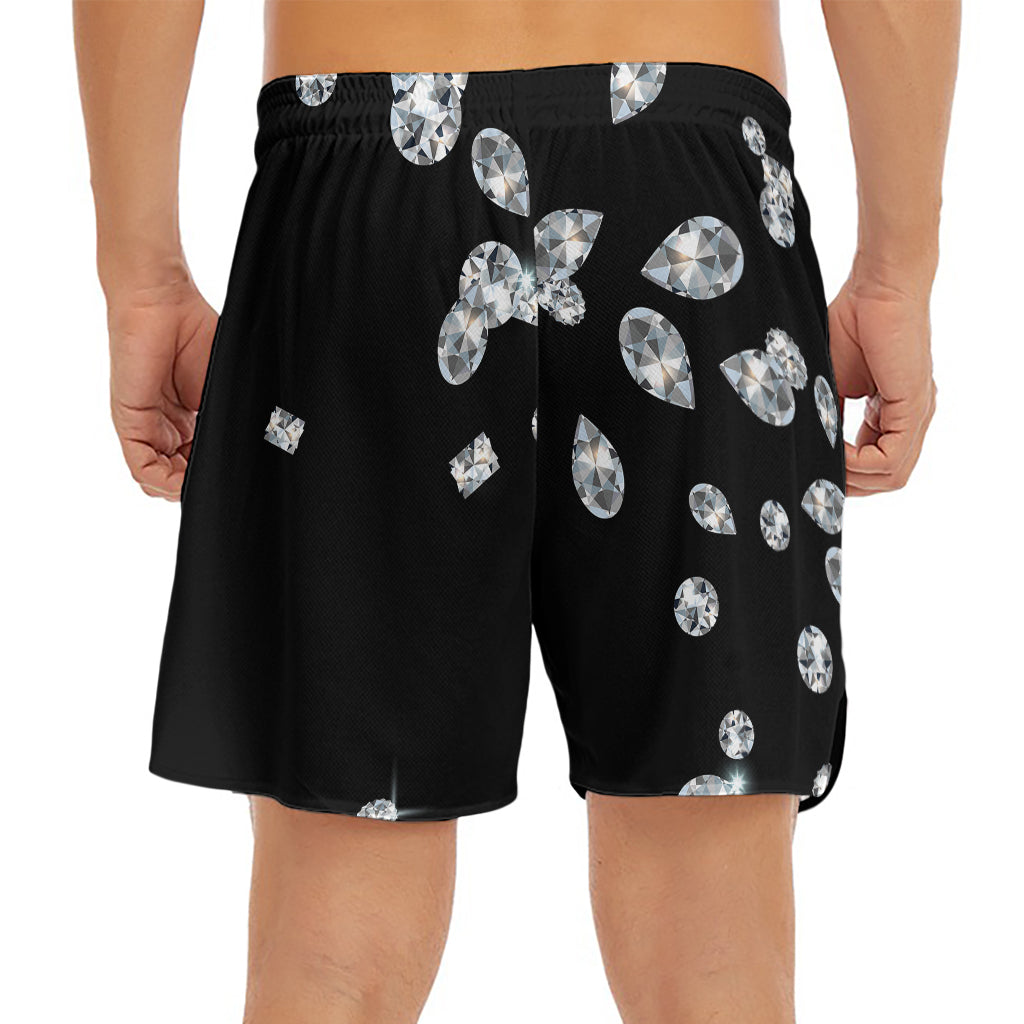 Diamond Gems Print Men's Split Running Shorts