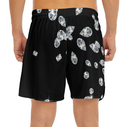 Diamond Gems Print Men's Split Running Shorts