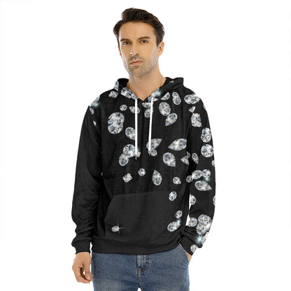 Diamond Gems Print Men's Velvet Pullover Hoodie