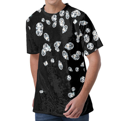 Diamond Gems Print Men's Velvet T-Shirt
