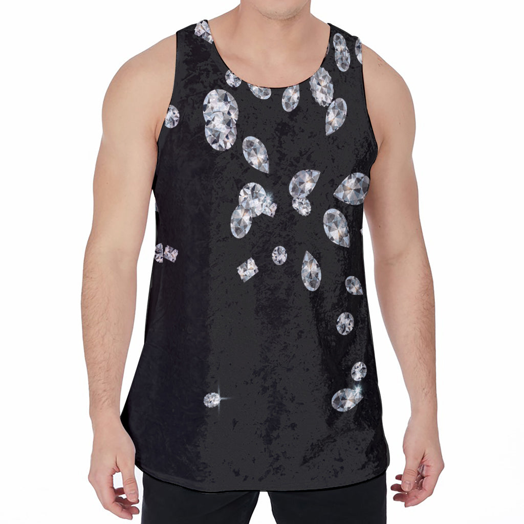 Diamond Gems Print Men's Velvet Tank Top