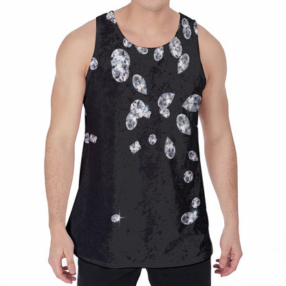 Diamond Gems Print Men's Velvet Tank Top