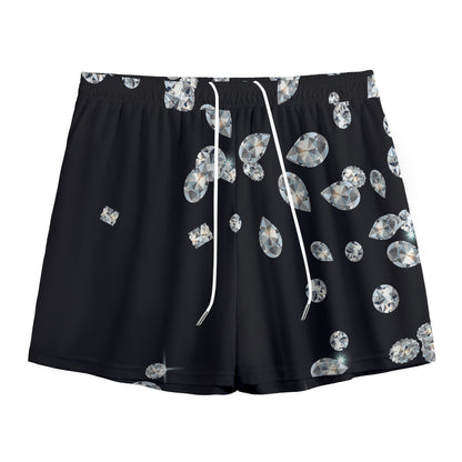 Diamond Gems Print Mesh Shorts