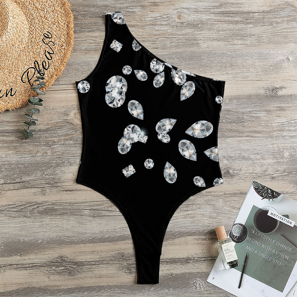 Diamond Gems Print One Shoulder Bodysuit