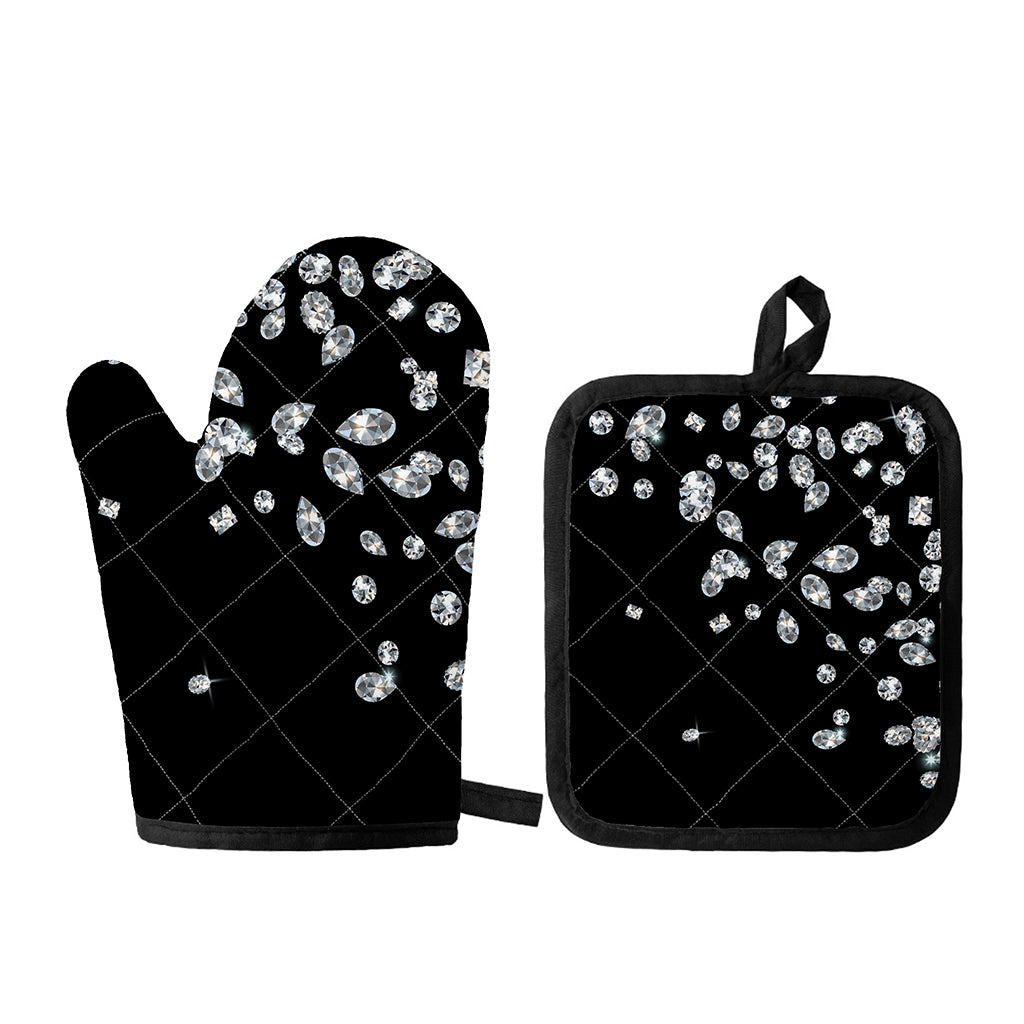 Diamond Gems Print Oven Mitt And Pot Holder Set