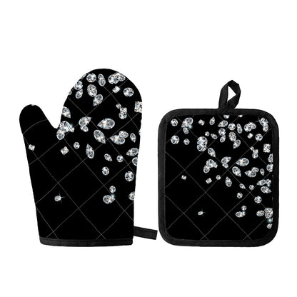 Diamond Gems Print Oven Mitt And Pot Holder Set