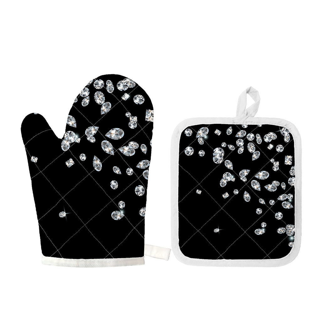 Diamond Gems Print Oven Mitt And Pot Holder Set