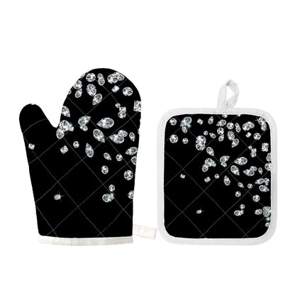 Diamond Gems Print Oven Mitt And Pot Holder Set