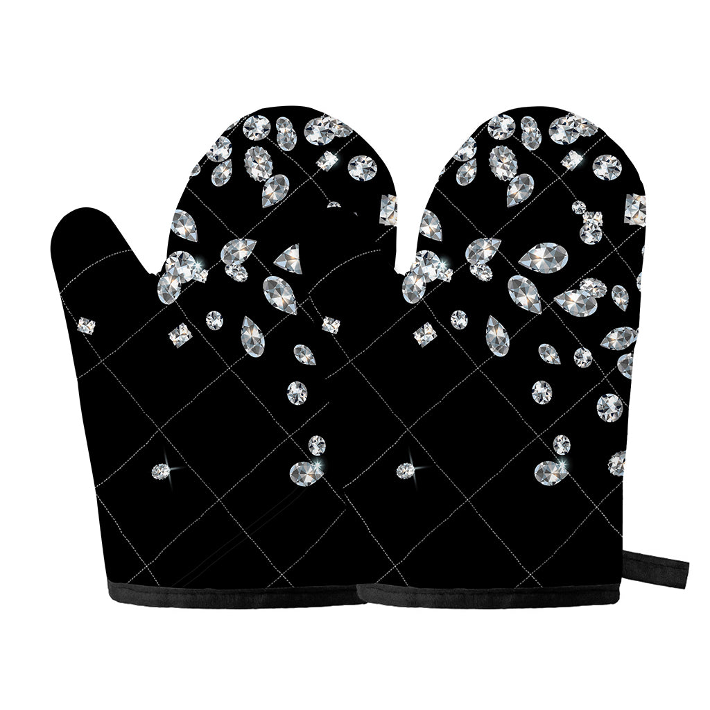 Diamond Gems Print Oven Mitts