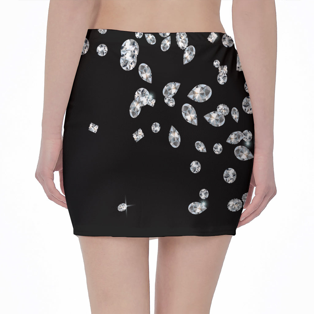 Diamond Gems Print Pencil Mini Skirt