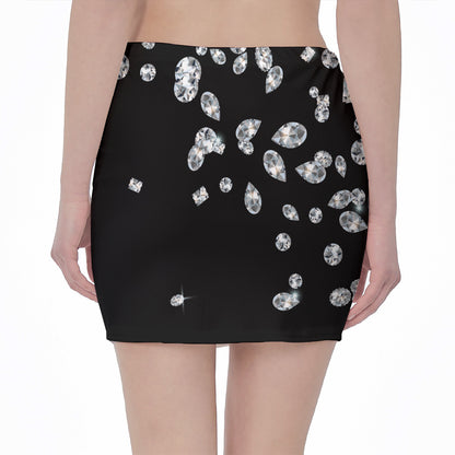 Diamond Gems Print Pencil Mini Skirt